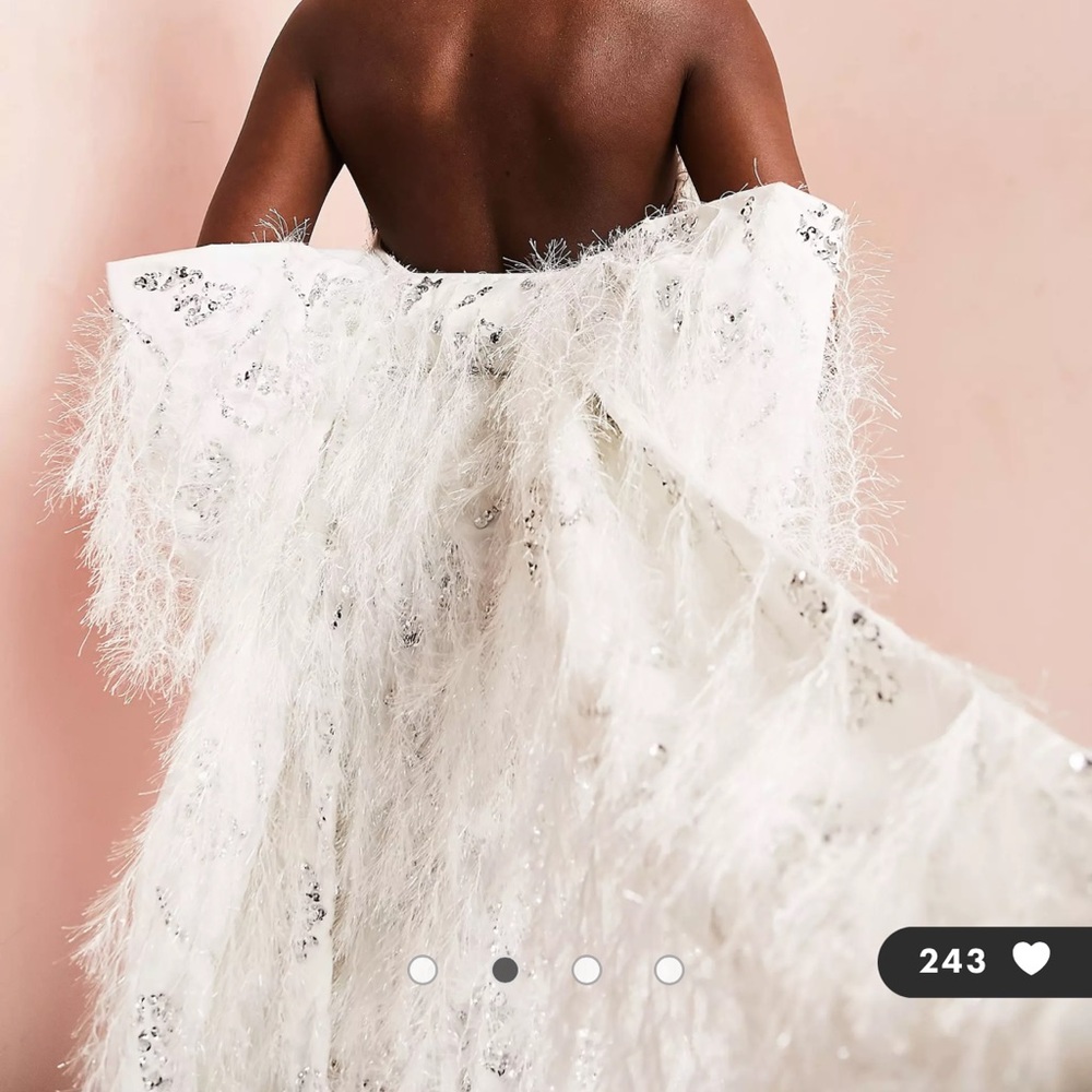 Asos bride feather bow dress
